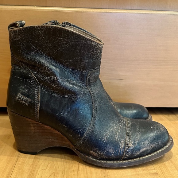BED STU GENTRY WEDGE BLACK LUX BOOTIE BOOTS VINTAGE WESTERN BLACK BOHO Sz 8 - Picture 1 of 7